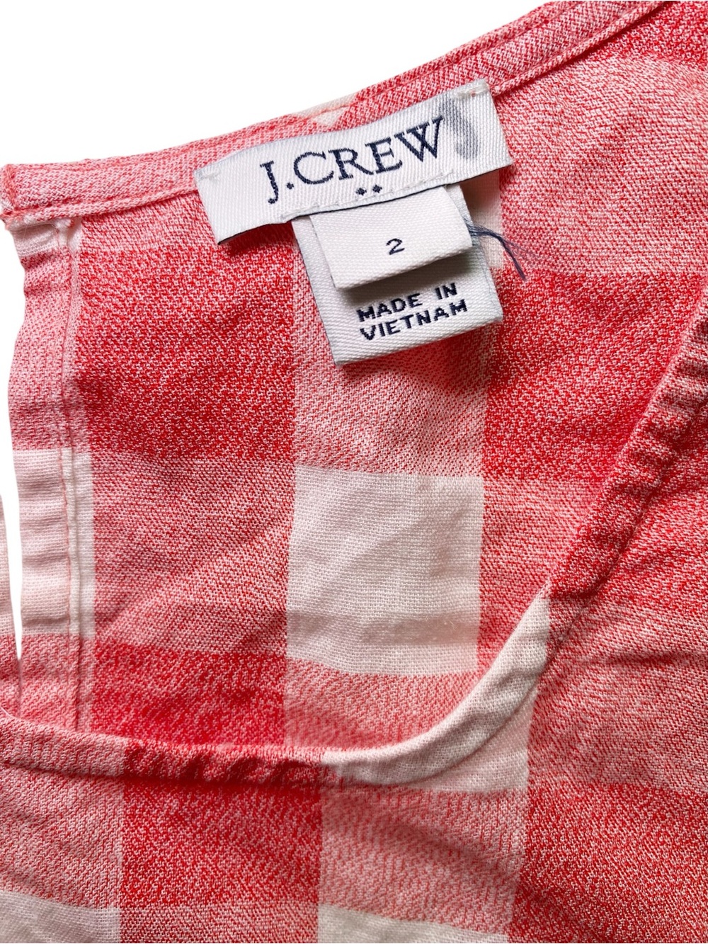J.Crew Red Gingham Sleeveless Shell Top Side Tie Linen Blend Size 2 - Picture 8 of 14